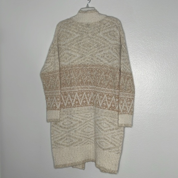 Joie Cardigan Open Front Longline Nordic Knit Beige Size Large - Picture 5 of 5